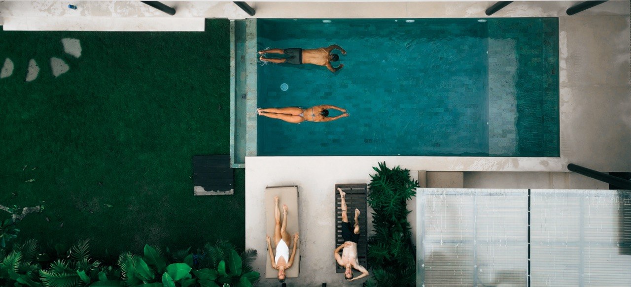 Private swimming pool at Villa Bareng Bareng with mountain views, South Lombok